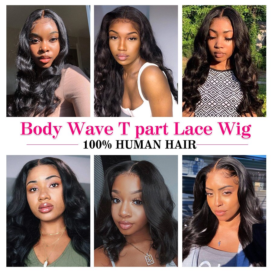 180 Density Body Wave T Part Wig Glueless Lace Front Human Hair Wigs For Black Women Pre Plucked With Baby Hair Brazilian Wig