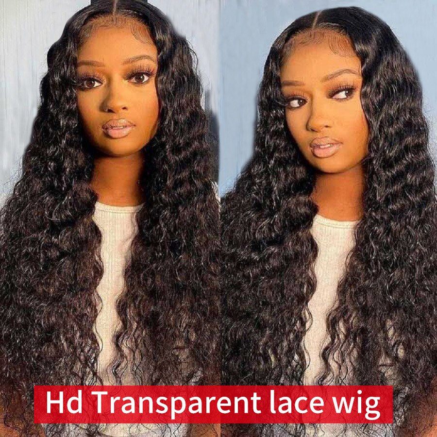 Cheap 250 Density Deep Wave Front Wig Hd Transparent Lace Frontal Wigs  Human Hair Wigs T Part Wig for Black Women Remy Wig