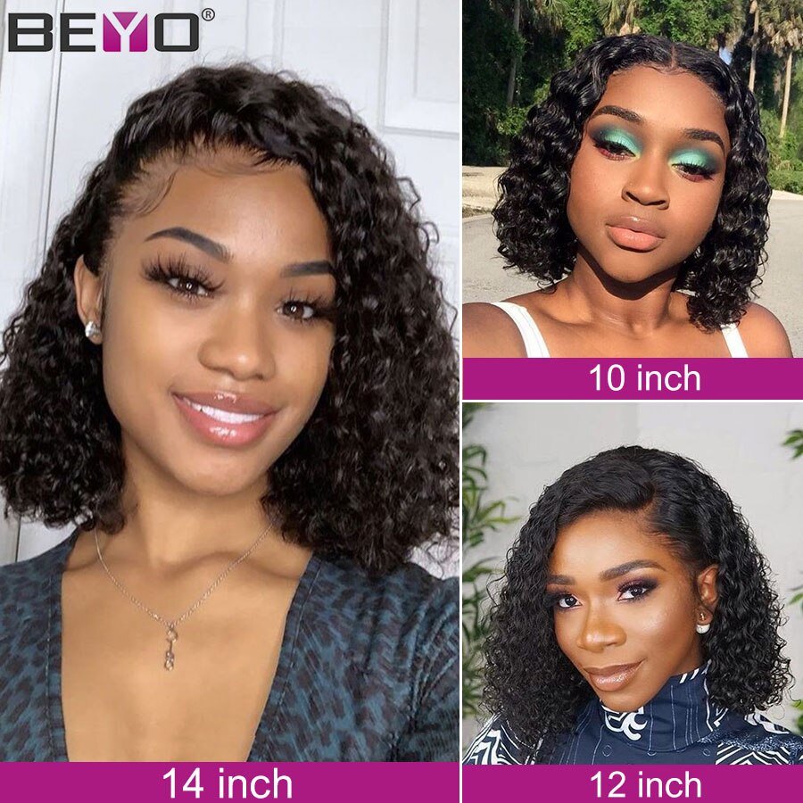 4X4 Closure Wig Short Bob Human Hair Wigs For Women Brazilian Curly Human Hair Wig Pre Plucked With Baby Hair Beyo Remy Lace Wig
