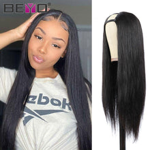 Load image into Gallery viewer, Beyo U Part Wig Glueless Human Hair Wigs 10A Brazilian Remy Hair Straight Human Hair Wigs Natural Hairline Can Be Permed &amp; Dye
