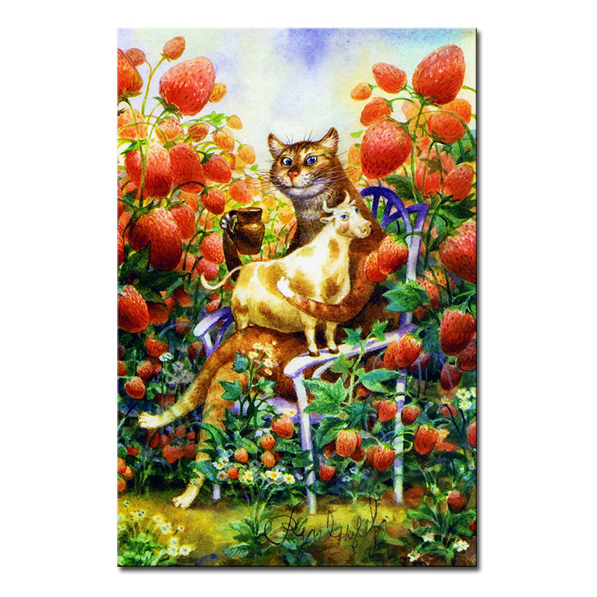Vladimir Rumyantsev red frout with cat world oil painting wall Art Picture Paint on Canvas Prints wall painting no framed