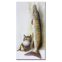 Load image into Gallery viewer, Vladimir Rumyantsev stay with fish by cat world oil painting wall Art Picture Paint on Canvas Prints wall painting no framed
