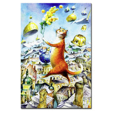 Load image into Gallery viewer, Vladimir Rumyantsev on the building cat world oil painting wall Art Picture Paint on Canvas Prints wall painting no framed
