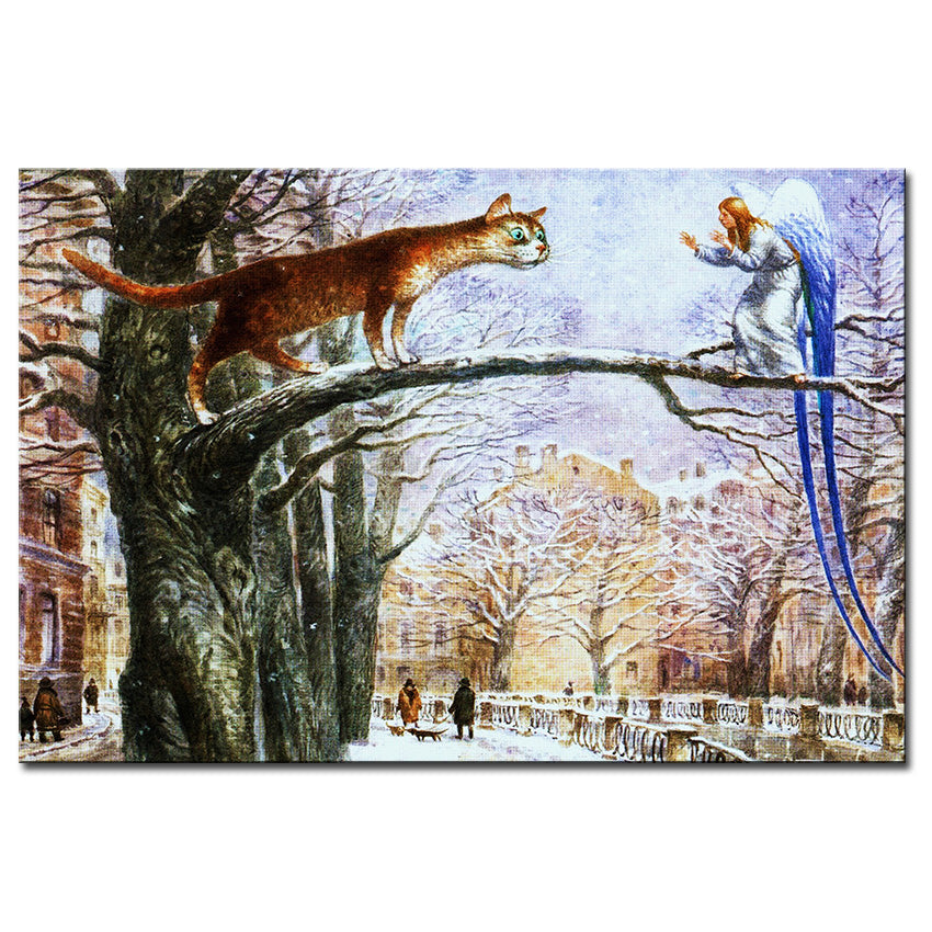 Vladimir Rumyantsev catching cat world oil painting wall Art Picture Paint on Canvas Prints wall painting no framed