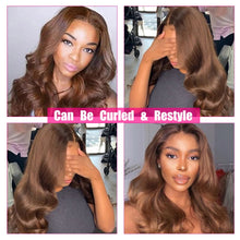 Load image into Gallery viewer, 30 Inch Straight Brown Lace Front Wig HD Lace Frontal Wig Human Hair Wigs For Women Pre Plucked With Baby Hair Colored #4 T Remy
