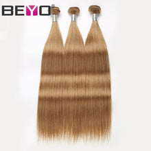Load image into Gallery viewer, Honey Blonde Bundles #27 Brazilian Hair Weave Bundles 1B/4/27 Ombre Hair Bundles Straight Human Hair Extensions Non Remy Beyo
