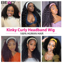 Load image into Gallery viewer, 180% Density Kinky Curly Headband Wig Human Hair Wigs For Black Women Brazilian Kinky Curly Wig No Gel Glueless Human Hair Wigs
