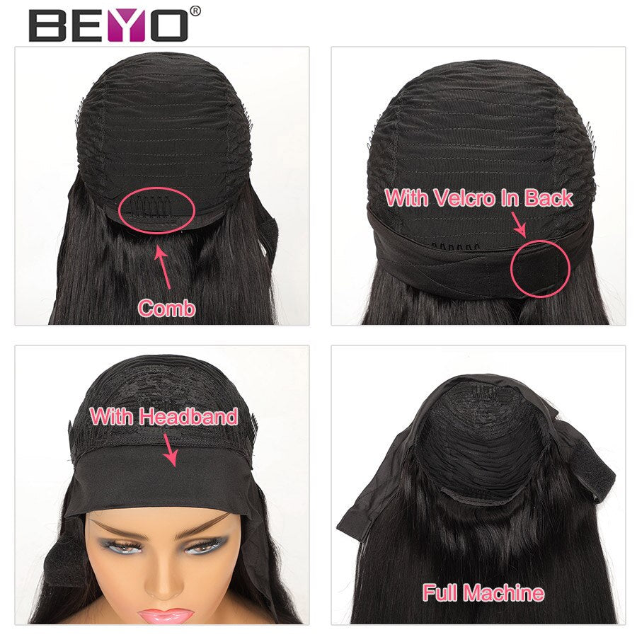 Deep Curly Headband Wig Human Hair Wigs For Women Glueless Brazilian Hair Wigs High Density Full Machine Designer Headband Wig