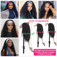 Load image into Gallery viewer, Water Wave Headband Wig Human Hair Wigs For Black Women Brazilian Scarf Wig Glueless Remy Curly Human Hair Wig 150 180 density

