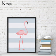 Load image into Gallery viewer, Nordic Art Flamingo Rabbit Minimalist Art Canvas Poster Painting Cartoon Modern Nursery Picture Print Baby Room Wall Decoration
