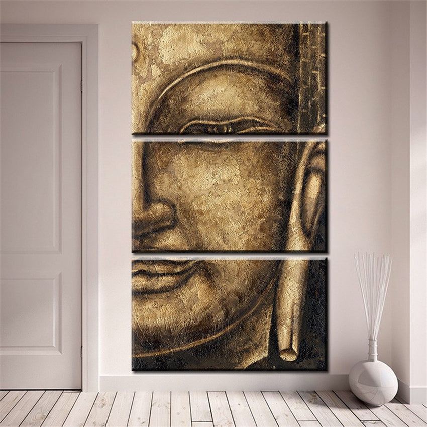 The original High Quality HD print Oil Painting 3 Panel Wall Art Religion Buddha Oil Painting On Canvas NO Framed wall picture