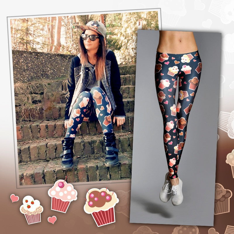 Muffins 3D Graphic Full Printing teenage fitness Legging Sexy Punk Workout