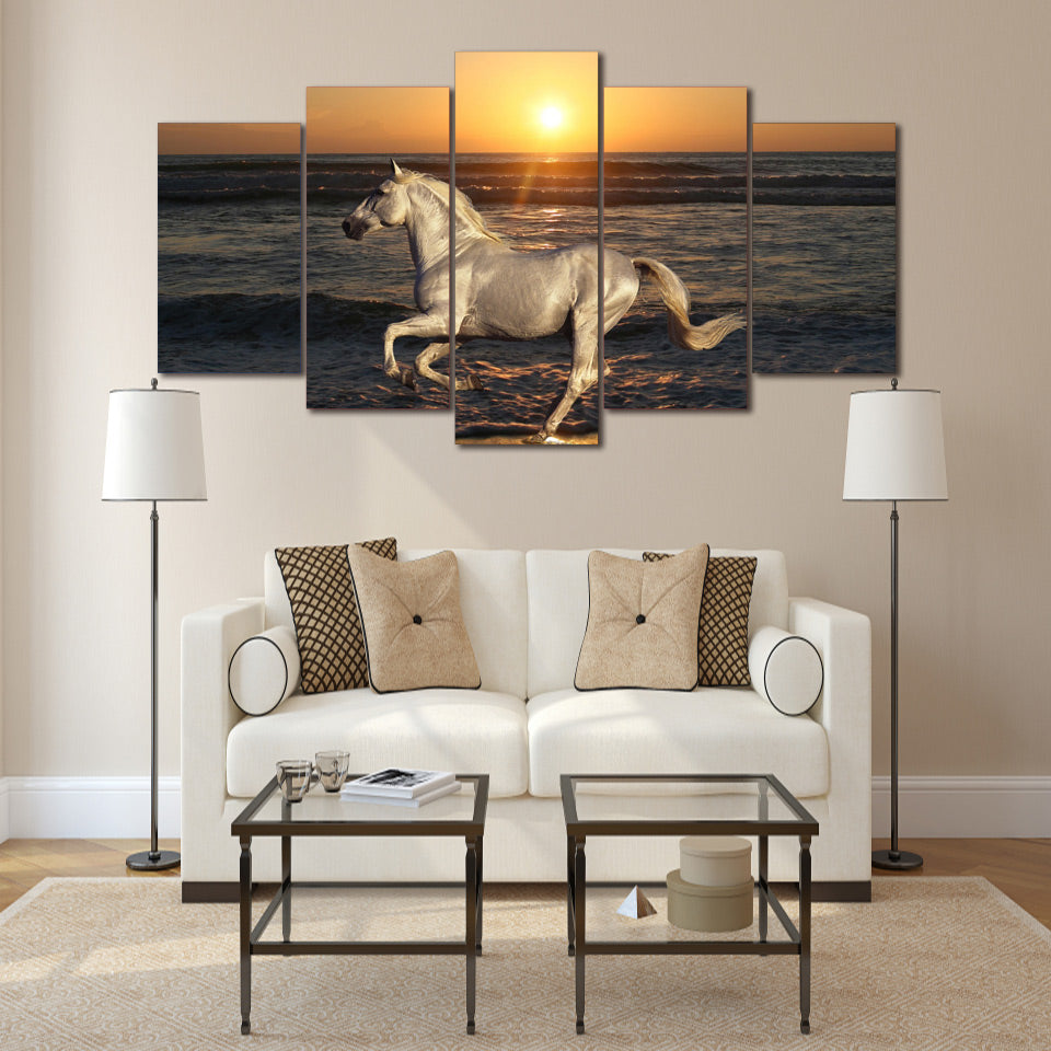 HD Printed white horse at the beach Painting on canvas room decoration print poster picture canvas Free shipping/ny-2825