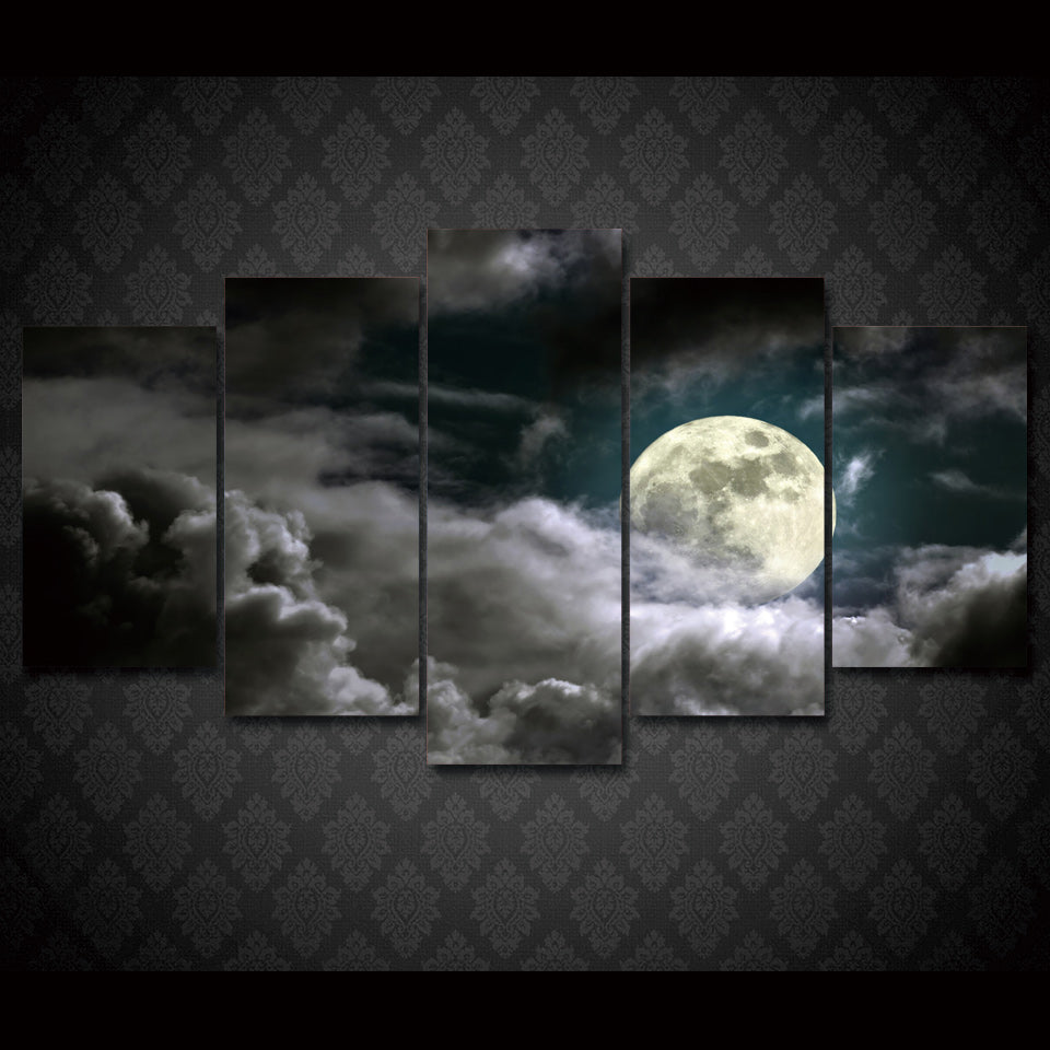 HD Printed Full Moon Heavy Clouds Painting Canvas Print room decor print poster picture canvas Free shipping/ny-2721