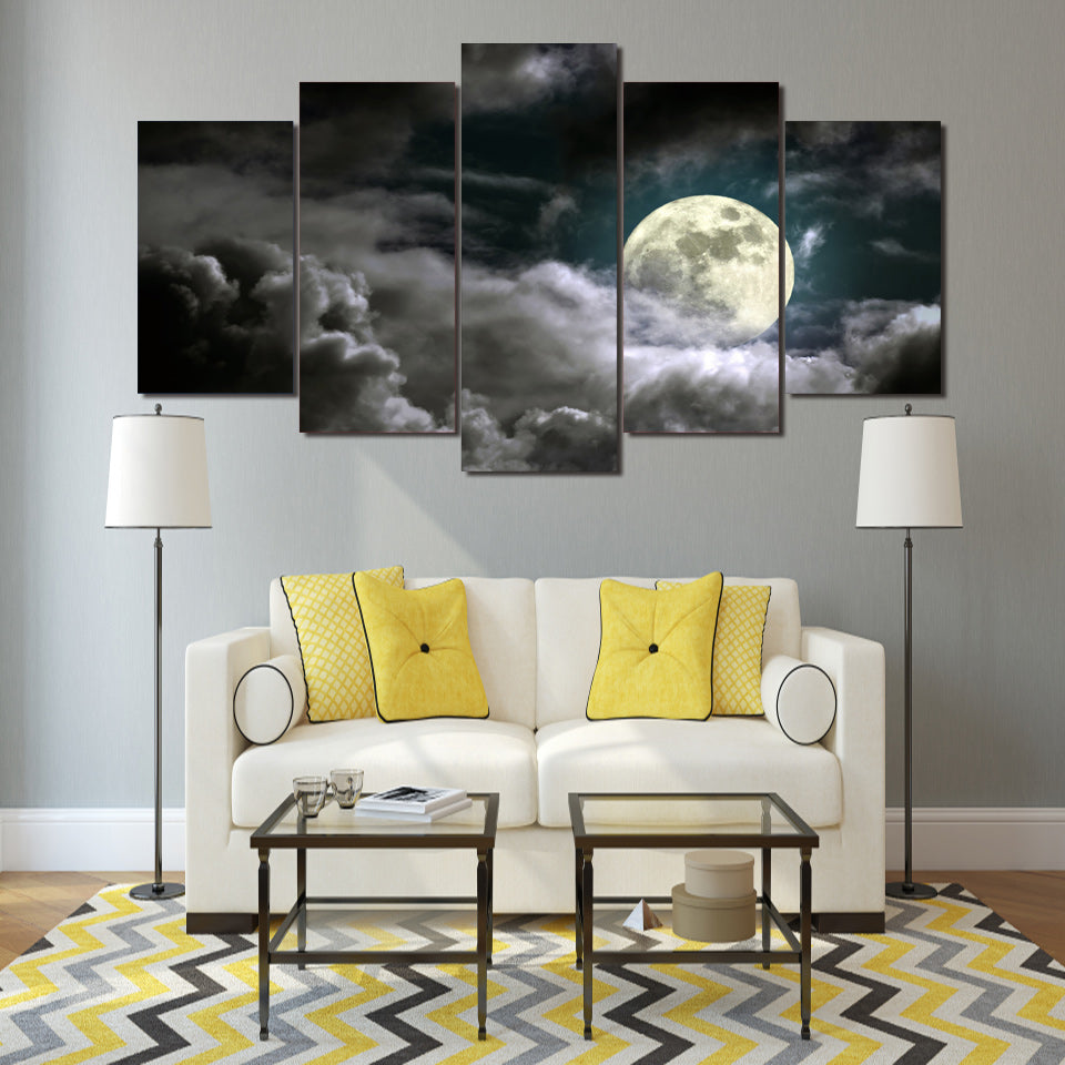 HD Printed Full Moon Heavy Clouds Painting Canvas Print room decor print poster picture canvas Free shipping/ny-2721