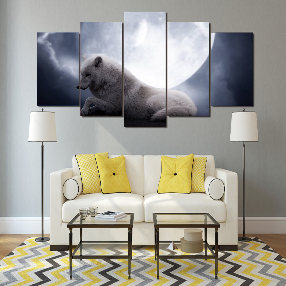 HD Printed white wolf resting animal Painting on canvas room decoration print poster picture canvas Free shipping/ny-2834
