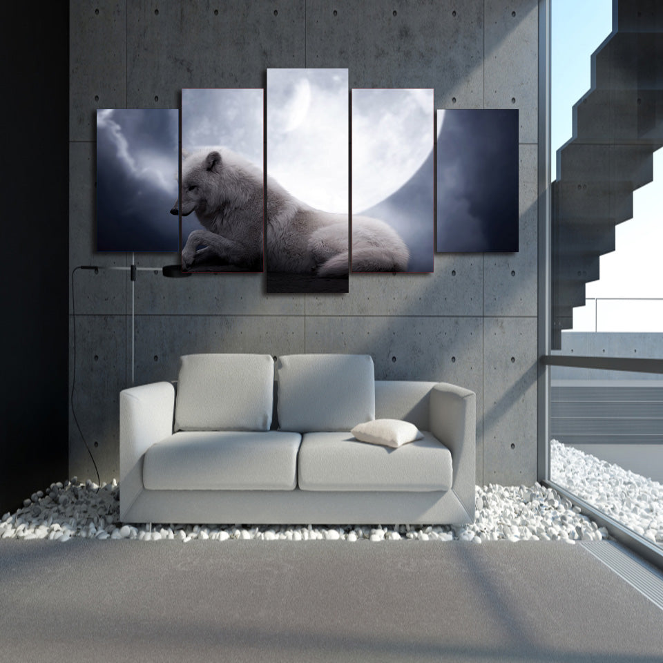 HD Printed white wolf resting animal Painting on canvas room decoration print poster picture canvas Free shipping/ny-2834