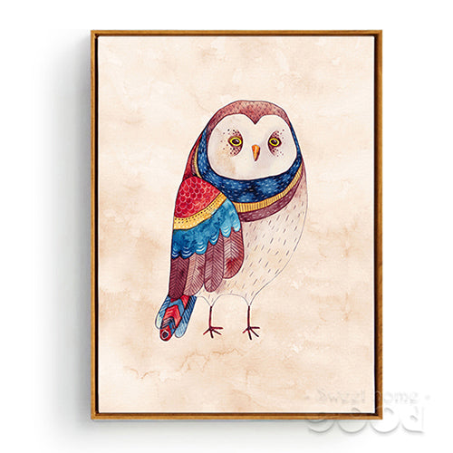 Watercolor Owls Canvas Art Print Poster,  Wall Pictures for Home Decoration, Giclee Wall Decor CM025-1