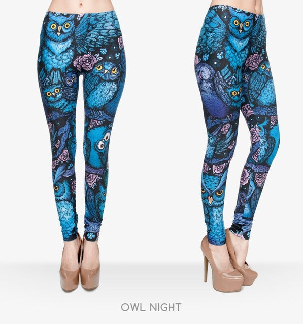 Night Owl Full Printing Pants Women Clothing Ladies fitness Legging Stretchy Trousers Leggings