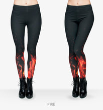 Load image into Gallery viewer, Fire flame Printing Leggings Punk Women Legging Stretchy Trousers Casual Pants Womens Leggings
