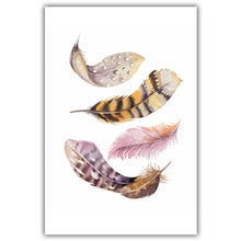 Load image into Gallery viewer, Modern Nordic Watercolor Painted Birds Feathers A4 Print Canvas Art Wall Poster Pictures Home Decorative Paintings No Frames

