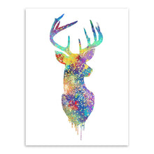 Load image into Gallery viewer, Triptych Watercolor Deer Head A4 Poster Print Abstract Animal Pictures Canvas Painting No Frames Living Room Home Decor Wall Art
