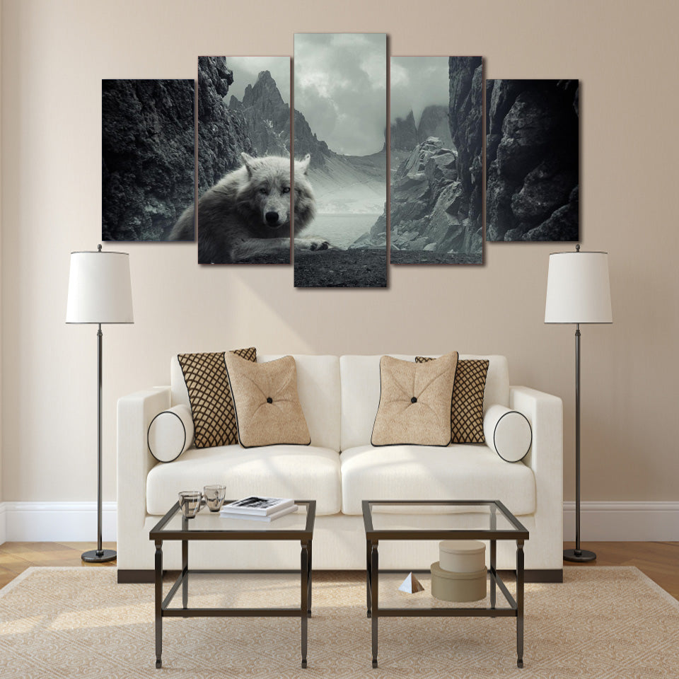 HD Printed white wolf in the mountains Painting on canvas room decoration print poster picture canvas Free shipping/ny-2835