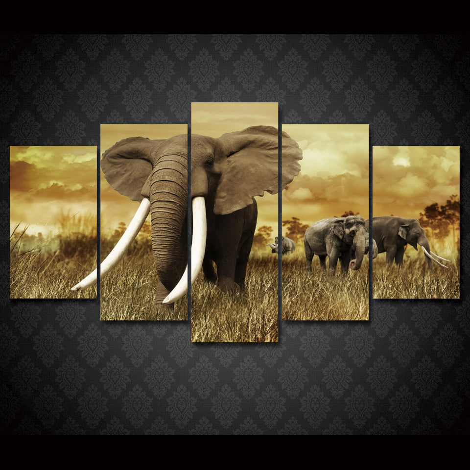 HD Printed Africa Elephants Landscape Group Painting room decor print poster picture canvas Free shipping/ny-017
