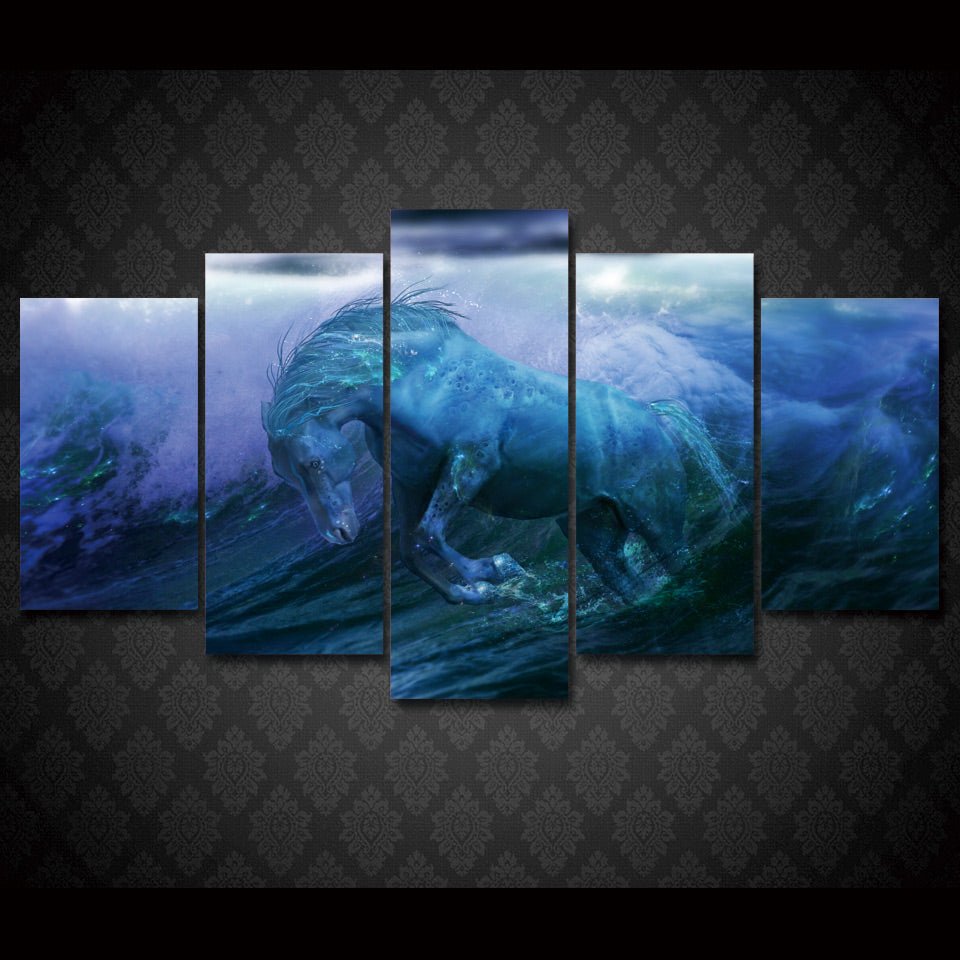 HD Printed water horse ocean fantasy Group Painting Canvas Print room decor print poster picture canvas Free shipping/ny-1697