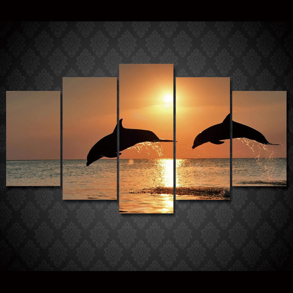 HD Printed dolphin ocean seascape Group Painting room decor print poster picture canvas Free shipping/ny-009