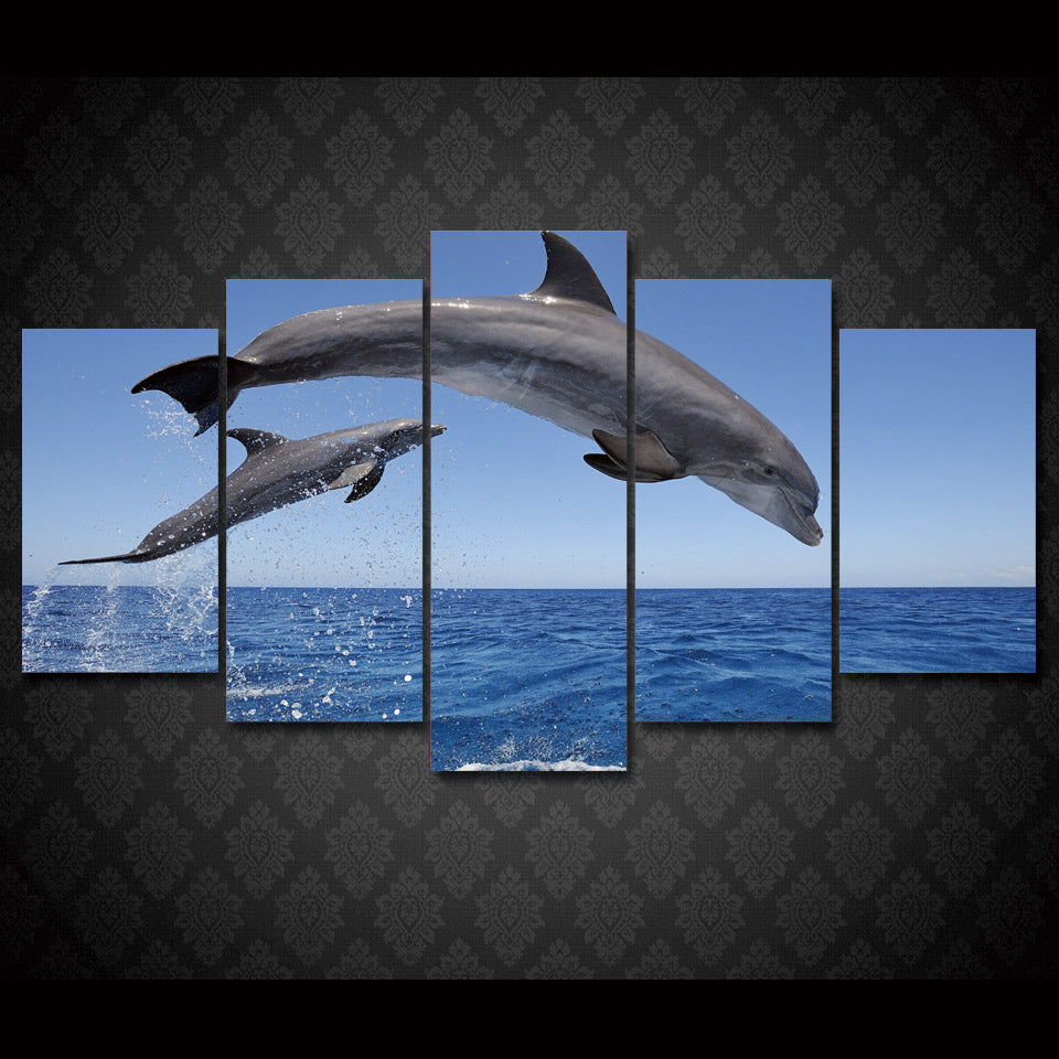 HD Printed dolphin ocean seascape Group Painting room decor print poster picture canvas Free shipping/ny-004