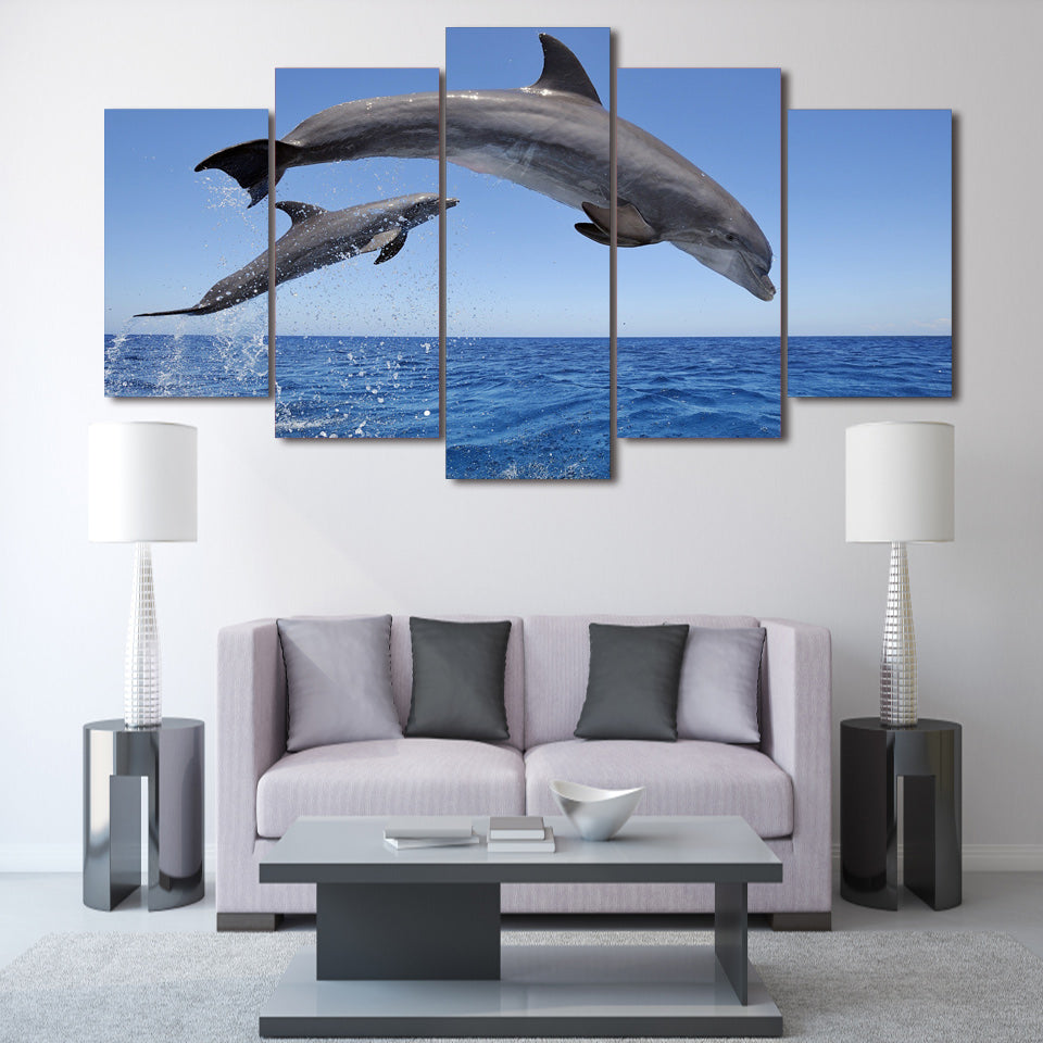 HD Printed dolphin ocean seascape Group Painting room decor print poster picture canvas Free shipping/ny-004