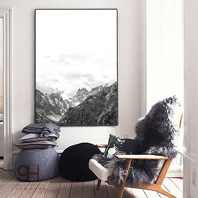 900d Nordic Style Mountain Canvas Art Print Painting Poster, Wall Pictures for Home Decoration, Wall Decor BW002