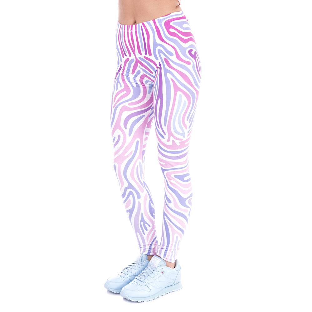 Zohra New Spring Women Legins Zebra Pink Printing Sexy Slim Legging Fashion High Waist Woman Leggings