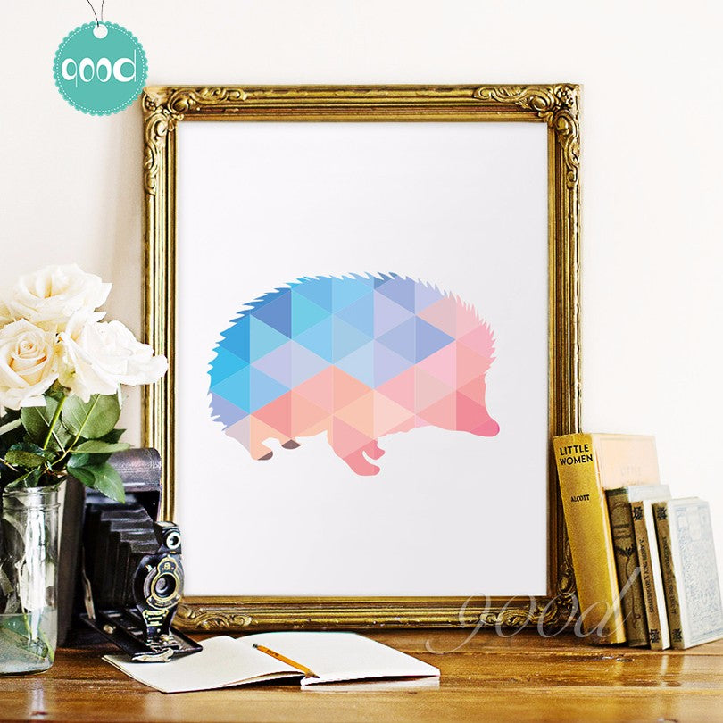 Geometric Hedgehog Canvas Art Print Painting Poster,  Wall Pictures for Home Decoration, Home Decor 237-27