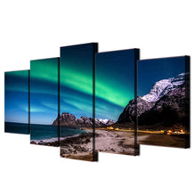 Load image into Gallery viewer, 5 piece wall art canvas painting HD print northern light aurora living room decoration abstract painting free shipping ny-5997

