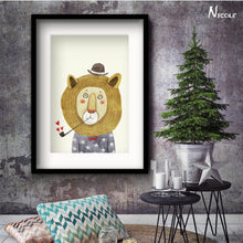 Load image into Gallery viewer, Cartoon Animal Bear Lion Panda Canvas Poster Minimalism Nordic Art Canvas Painting Pictures Modern Home Children Room Wall Decor
