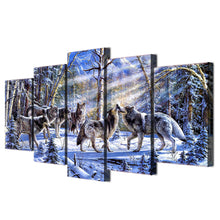 Load image into Gallery viewer, HD Print 5 piece canvas art snow wolf painting wolves decoration pictures Room wall pictures free shipping/ny-4978
