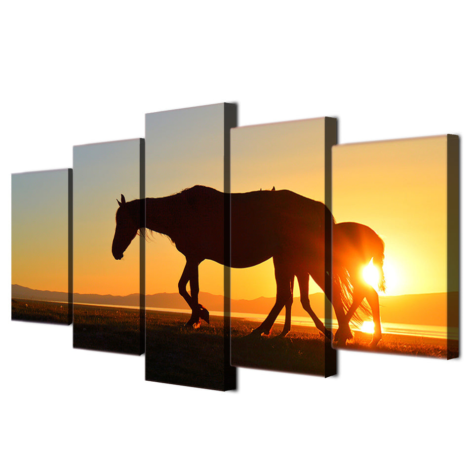 HD Printed The setting sun animals horse Painting Canvas Print room decor print poster picture canvas Free shipping/ny-4409