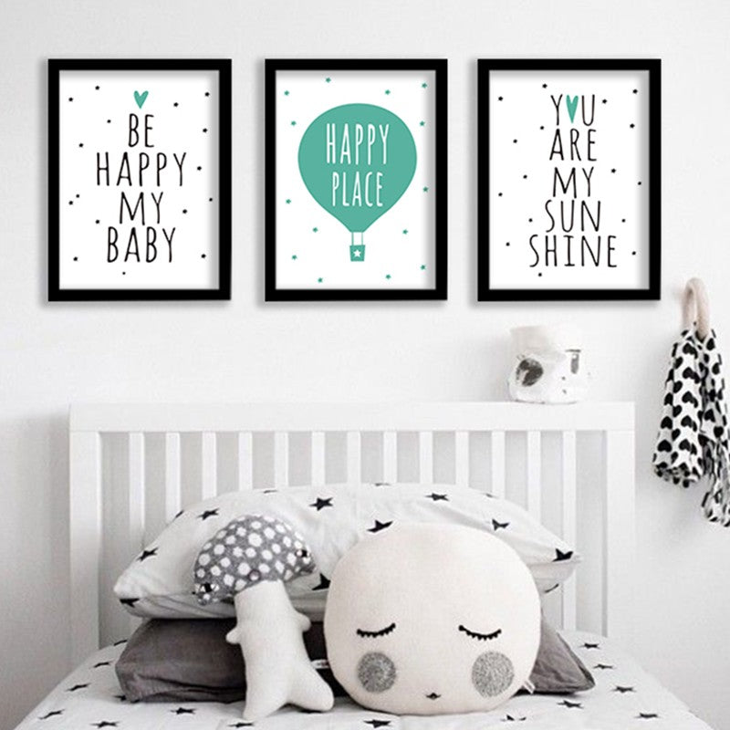 Wall Pictures For Living Room Nordic Decoration Posters And Prints Be Happy Nursery Wall Art Canvas Painting No Poster Frame