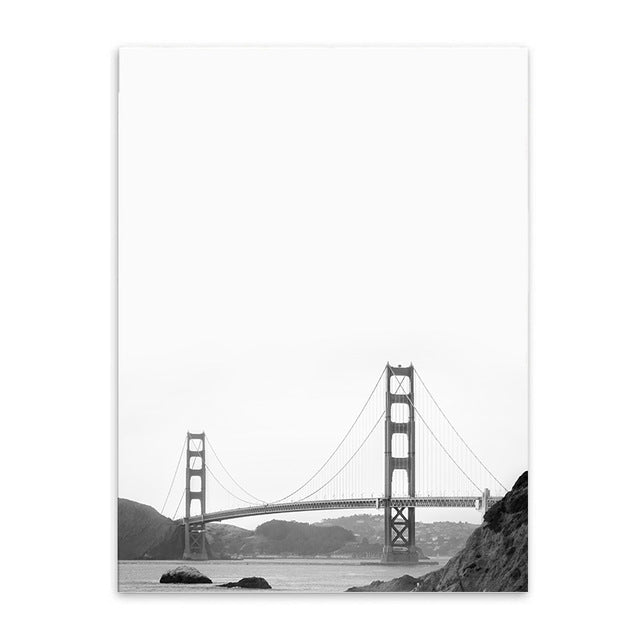 Nordic Style Bridge Canvas Art Print Painting Poster, Landscape Wall Pictures for Home Decoration, Wall Decor BW010