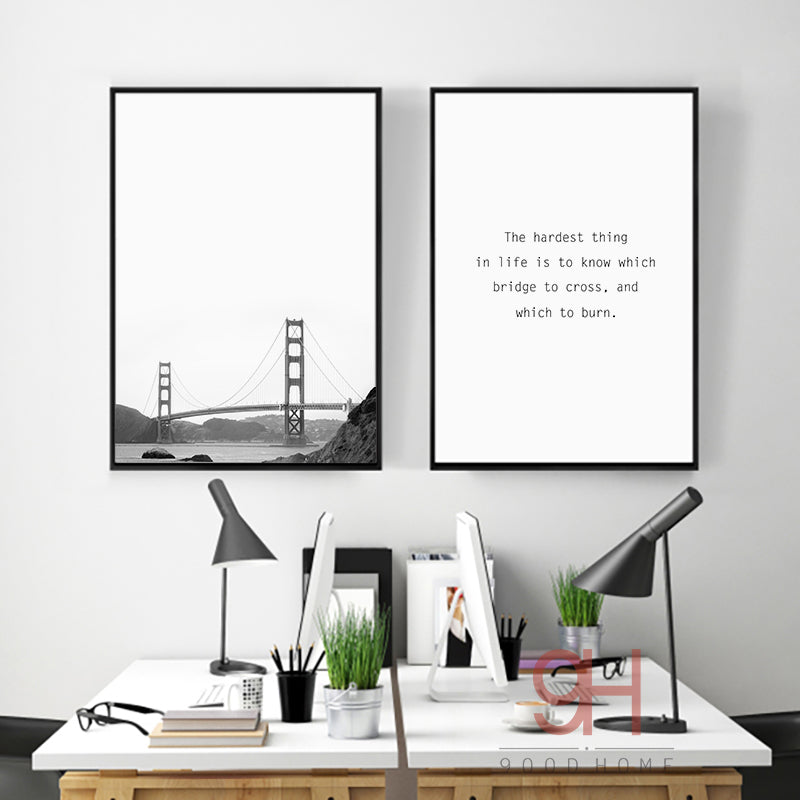Nordic Style Bridge Canvas Art Print Painting Poster, Landscape Wall Pictures for Home Decoration, Wall Decor BW010