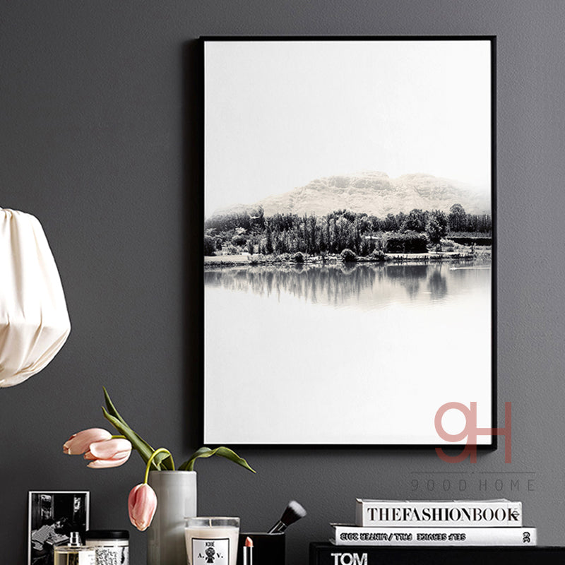 Nordic Style River Canvas Art Print Painting Poster, Landscape Wall Pictures for Home Decoration, Wall Decor BW011