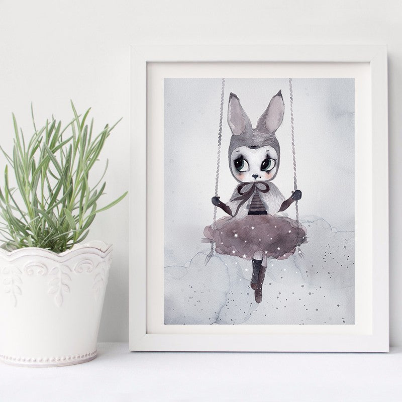 Poster And Prints Nordic Decoration Nursery Wall Art Canvas Painting Beautiful Rabbit Art Print Wall Pictures Picture Unframed