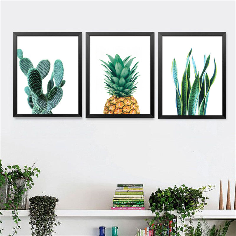 Modern Cactus Pineapple Plants Decorative Painting Wall Painting Creative Fruits Botanical Art Wall Painting FG0042