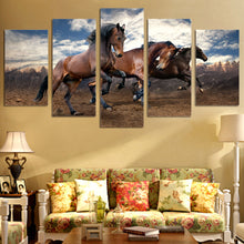 Load image into Gallery viewer, HD Printed Animals running horse 5 piece picture painting wall art Canvas Print room decor poster canvas Free shipping/NY-5723
