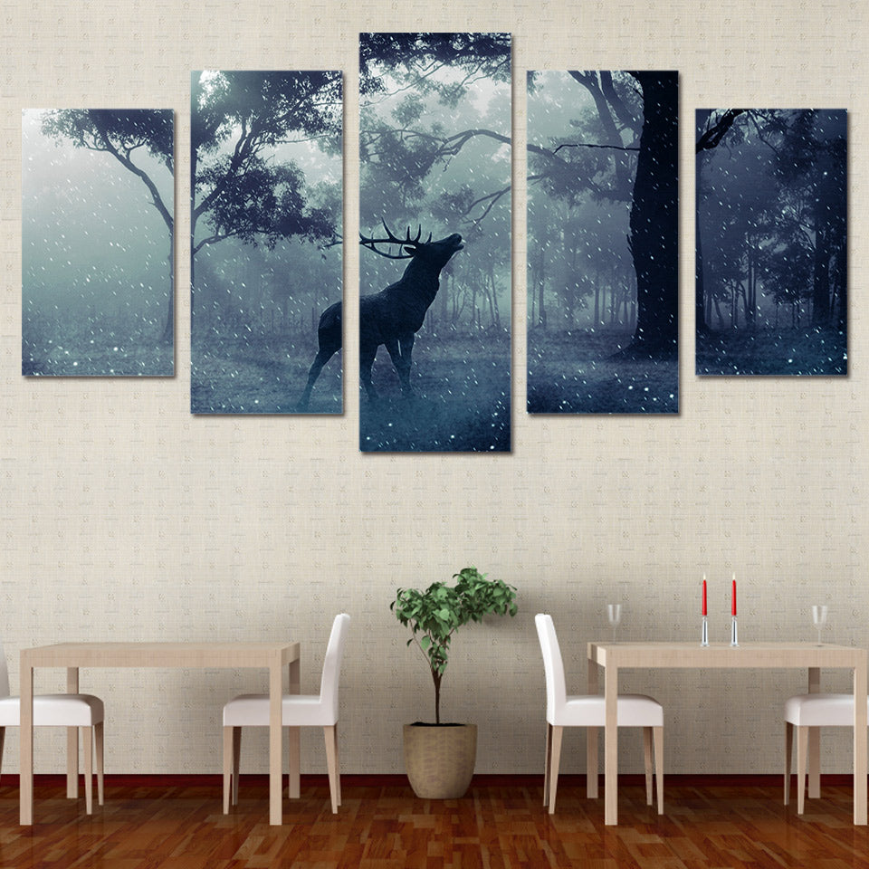 HD Printed Snow animal deer forest Painting Canvas Print room decor print poster picture canvas Free shipping/ny-4187