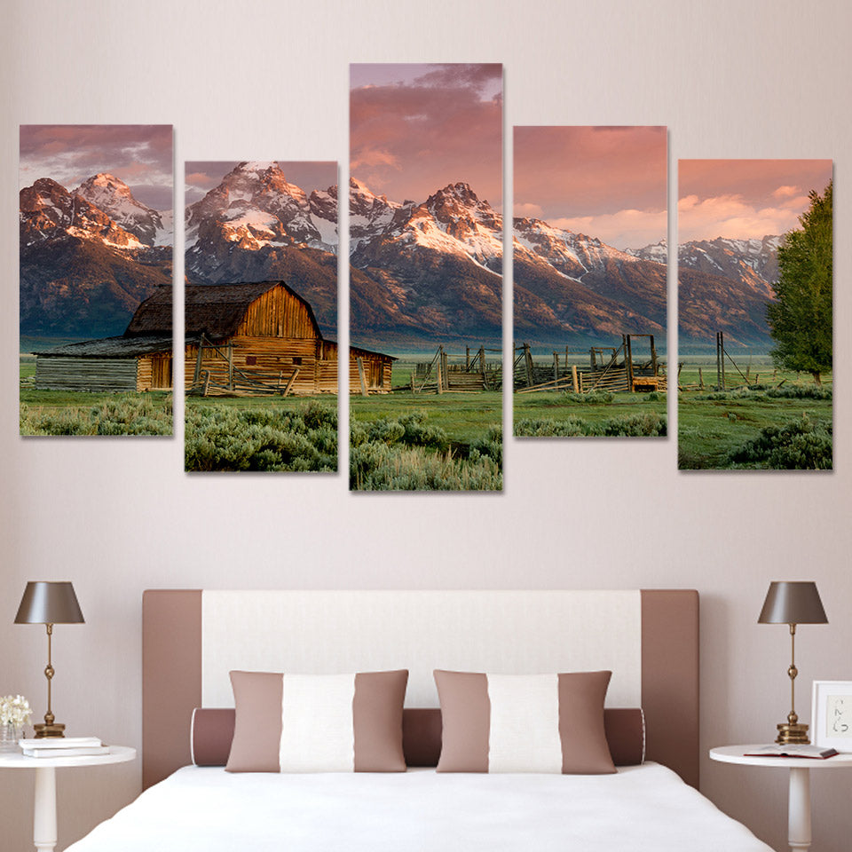 HD Printed barn teton rocky mountains Painting on canvas room decoration print poster picture Free shipping/ny-2326