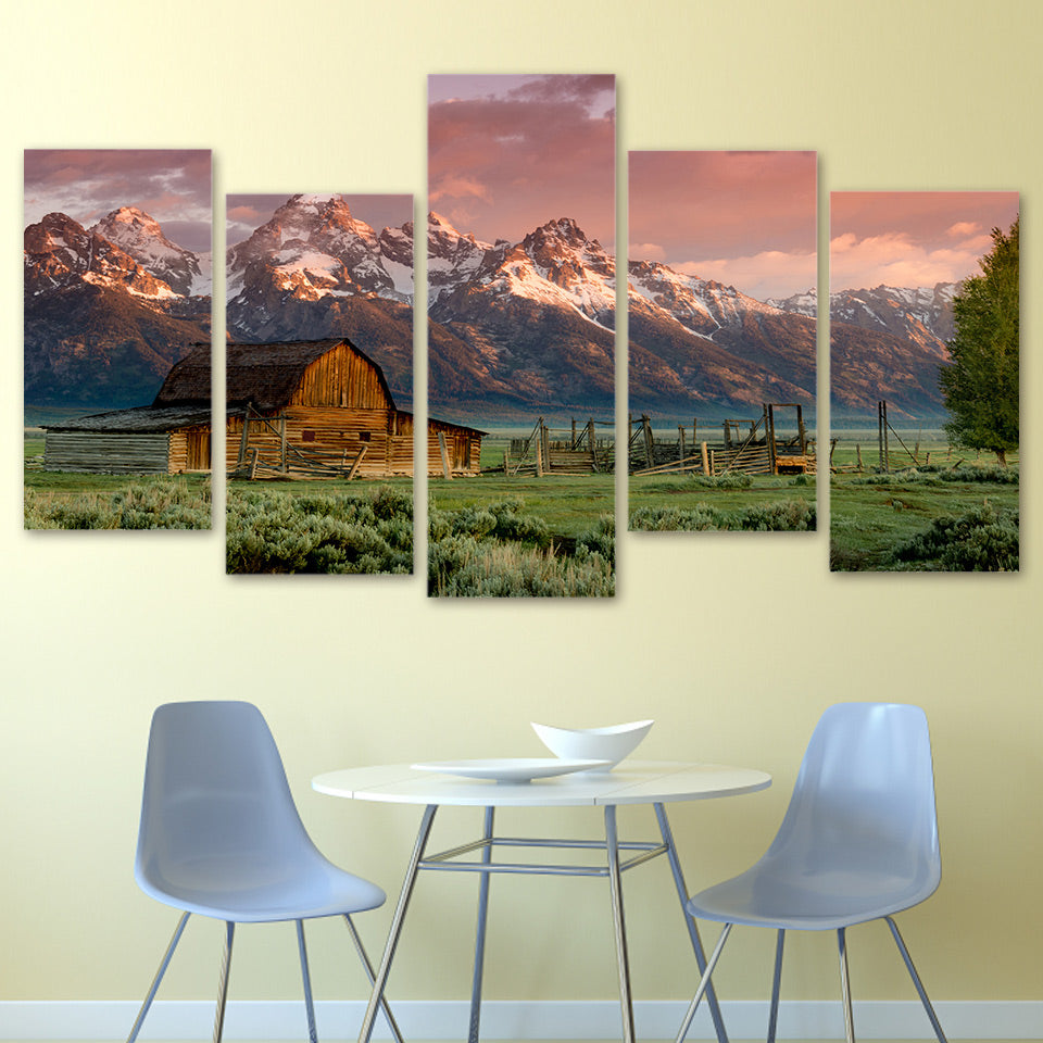 HD Printed barn teton rocky mountains Painting on canvas room decoration print poster picture Free shipping/ny-2326