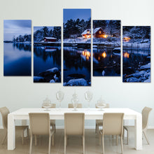Load image into Gallery viewer, HD Printed Snow lake scenery 5 pieces Group Painting room decor print poster picture canvas Free shipping/ny-715
